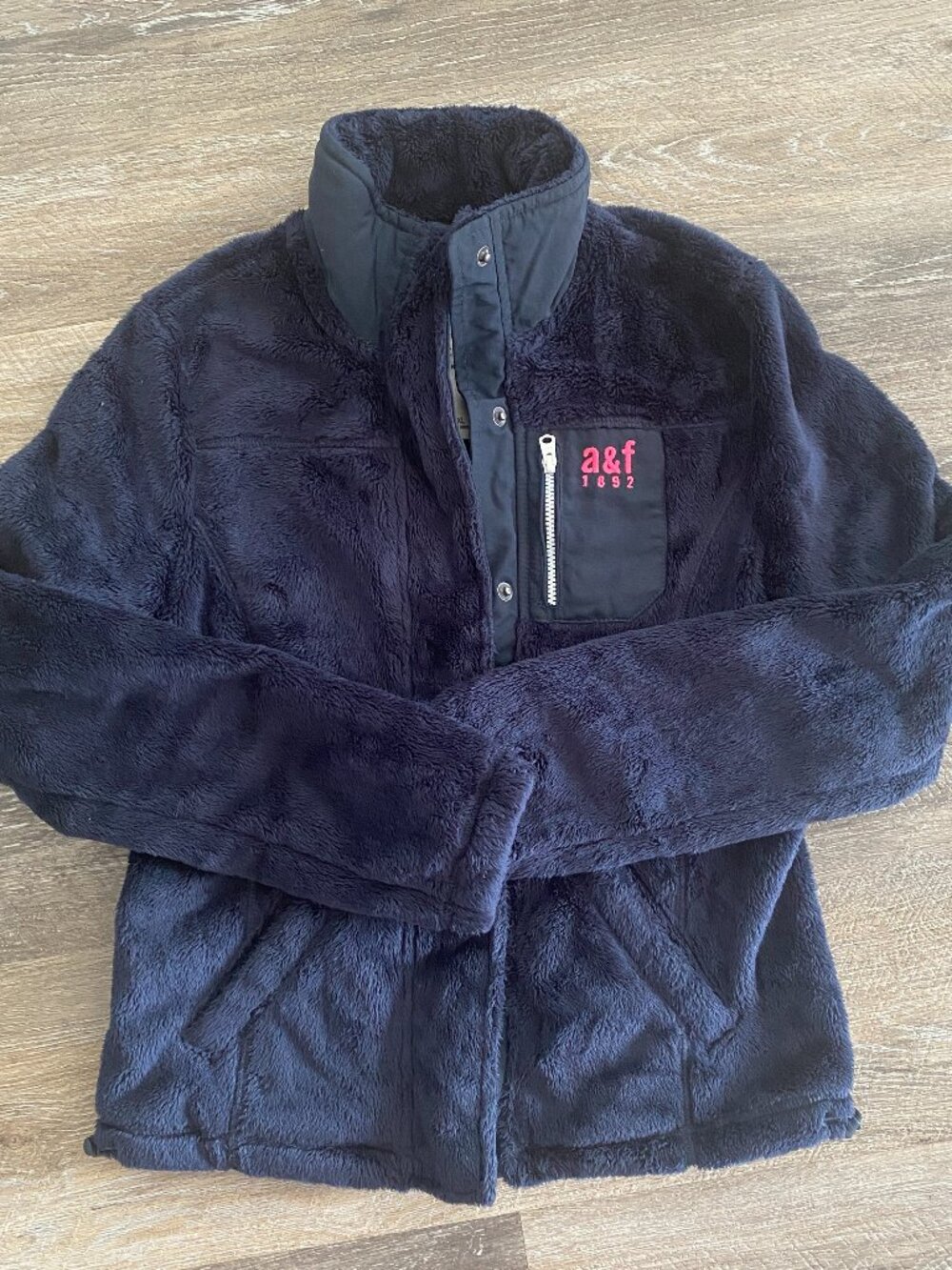 Abercrombie Kids Navy Blue Sherpa Fleece Full Zip Jacket Size XL (12/14)